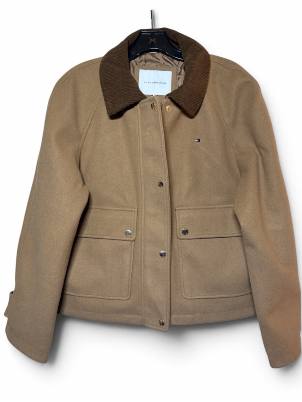 Tommy Hilfiger Camel Utility Jacket with Brown Corduroy Collar NWT
